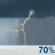 Thursday: A chance of rain before 11am, then showers and thunderstorms likely between 11am and 5pm, then rain likely. Mostly cloudy. High near 69, with temperatures falling to around 66 in the afternoon. South southeast wind 0 to 5 mph. Chance of precipitation is 70%. New rainfall amounts less than a tenth of an inch possible. Thursday: Showers And Thunderstorms Likely